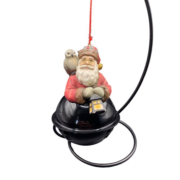 Other - Vintage Ceramic Santa Claus & Owl Hanging Ornament Bell 5”